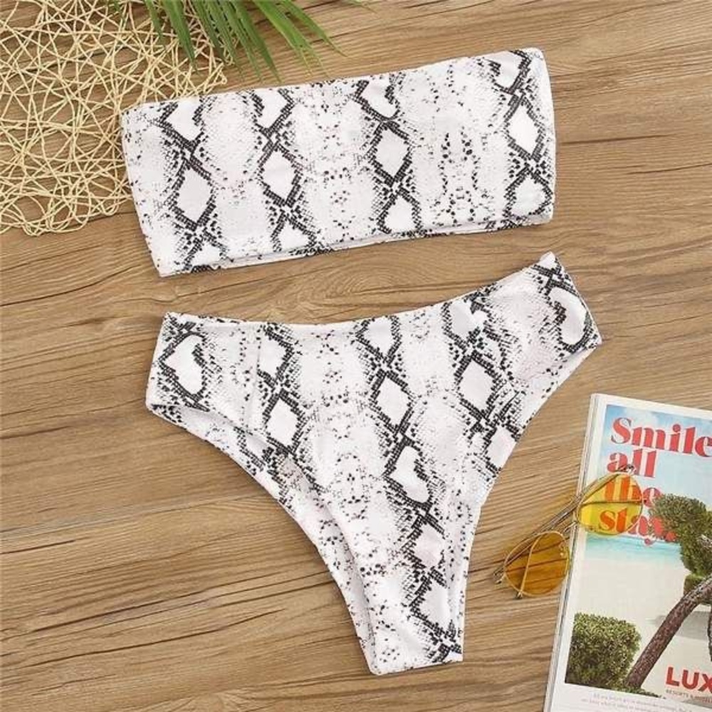 Snakeskin bandeau bikini BNWT